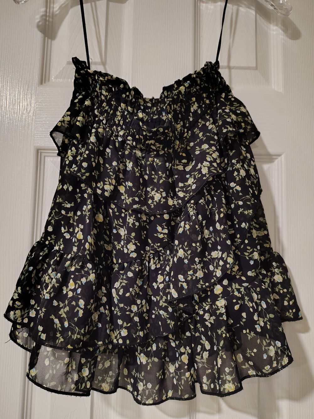 Princess Polly Black Mini Skirt with Green Floral Print